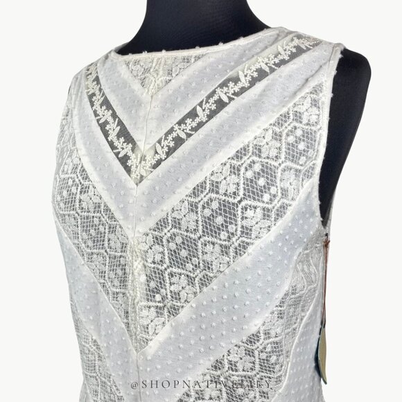 NWT Meadow Rue Anthropologie Lace Peplum Sleeveless Top | Sz Medium | White - Picture 3 of 14